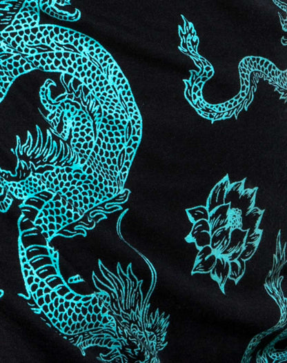 Ardilla Bodycon Dress in Dragon Flower Black and Mint