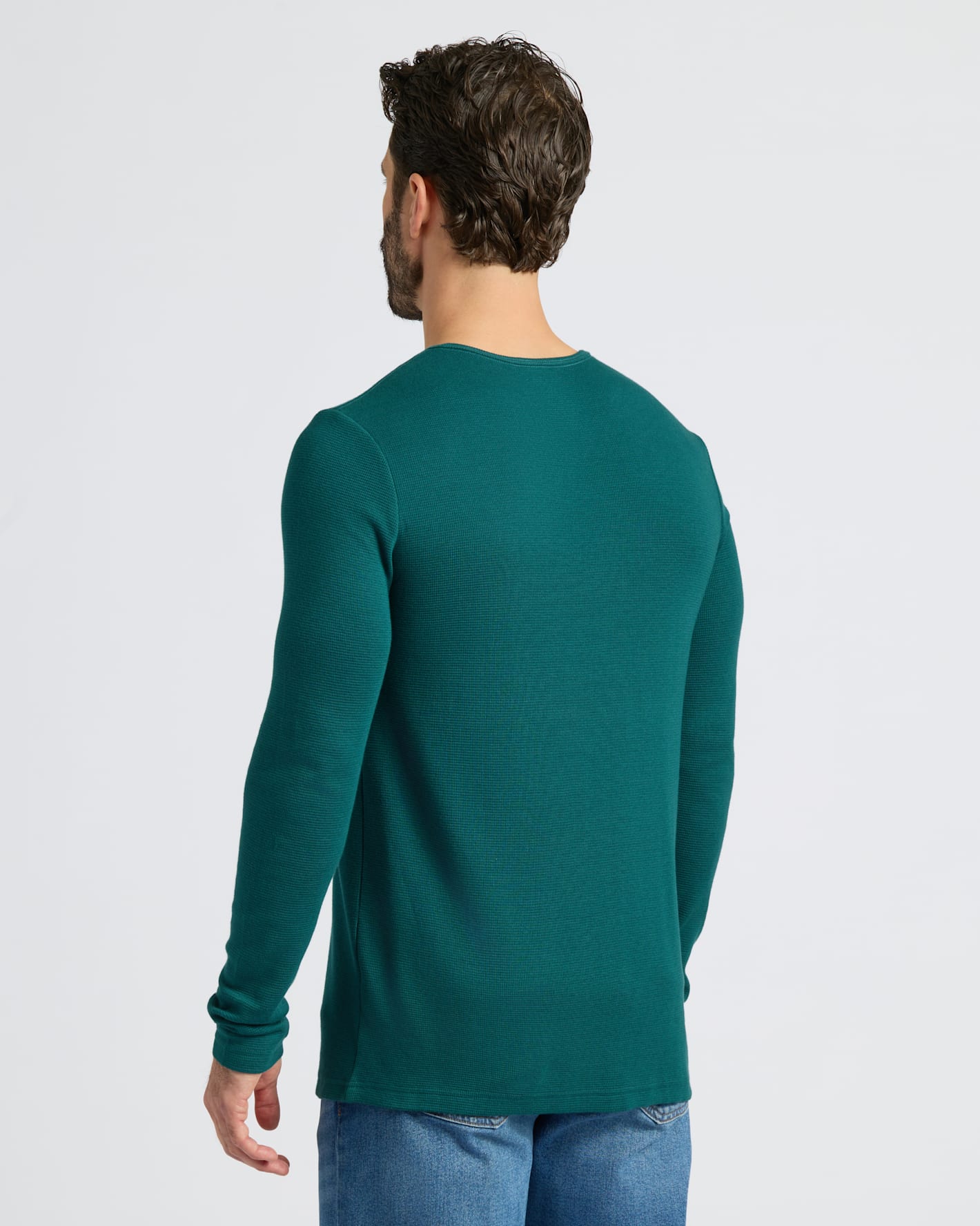 Deep Emerald Waffle Long Sleeve Henley
