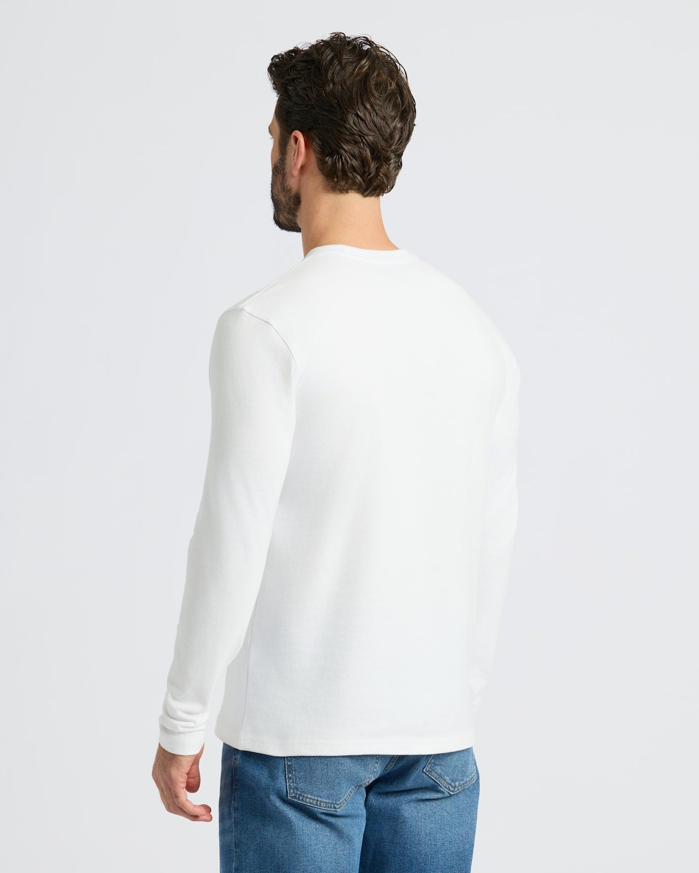 White Heavyweight Long Sleeve Pocket Crew 4-Pack
