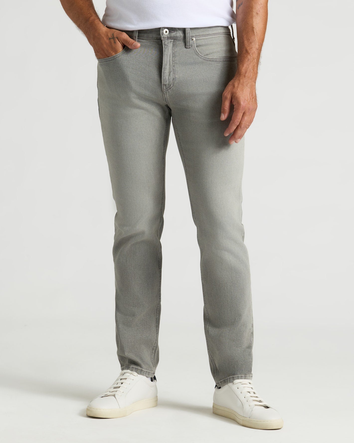 Medium Gray Wash Slim Authentic Denim Jeans