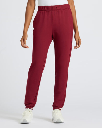 Womens Dark Maroon Slouch Pullover Crew & Relaxed Jogger 2-Pack