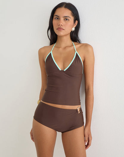 Avi Swim Short in Brown with O Ring