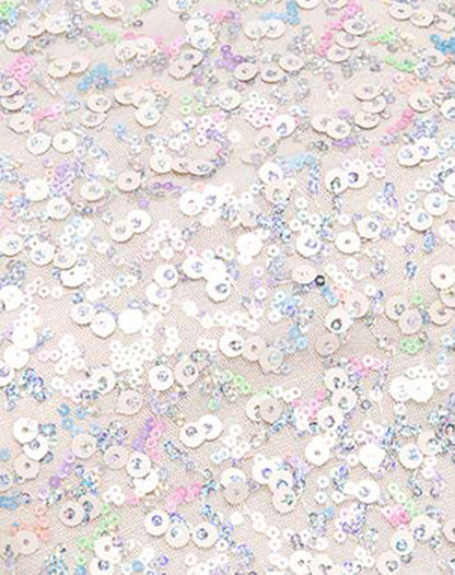Chantik Crop Top in Confetti Sequin Irisdescent White